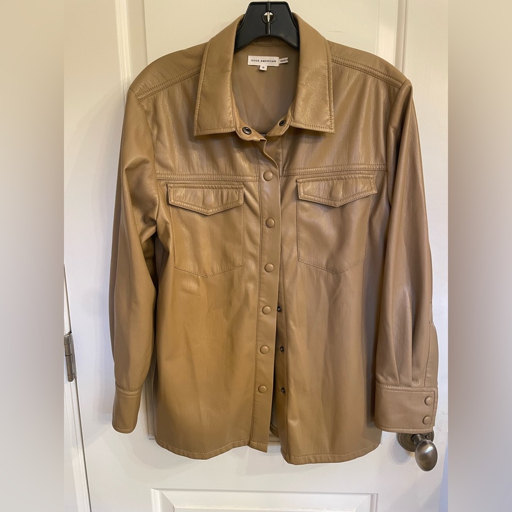 Good American faux leather shacket